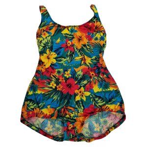 Womens Vintage 80's UNITE! Union Made In USA 1 Piece Swimsuit Floral Sz 16